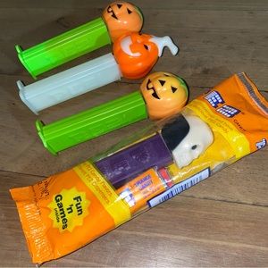 Vintage Halloween Dr Skull Pumpkin Pez Candy Dispenser Lot (4) Glow in Dark 1980